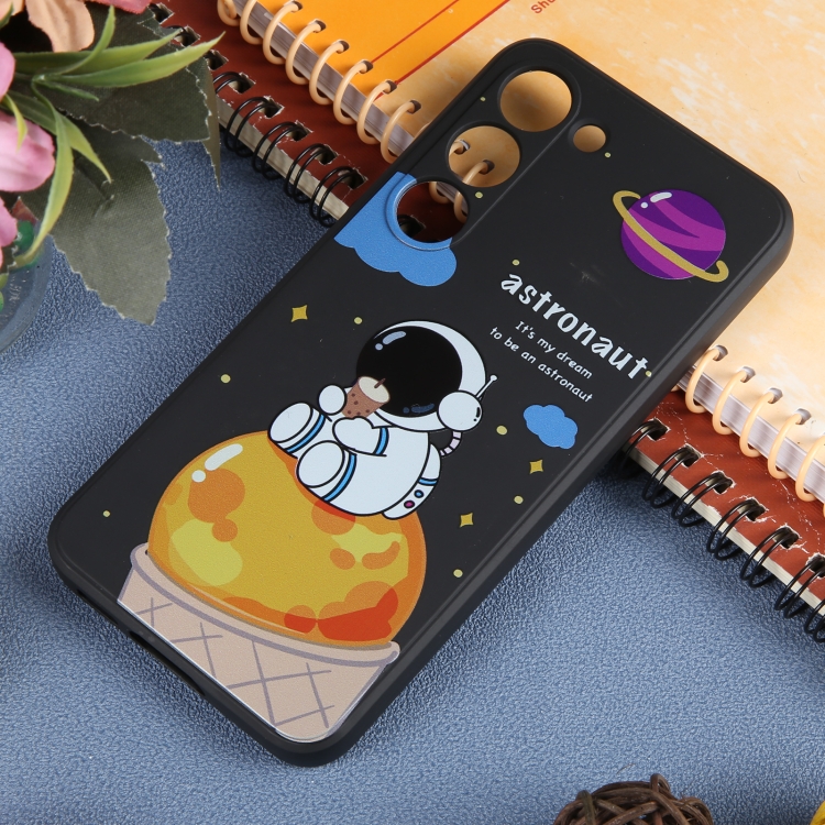 For Samsung Galaxy S21 5G Milk Tea Astronaut Pattern Liquid Silicone Phone Case(Black) For Samsung Galaxy S21 5G Milk Tea Astronaut Pattern Liquid Silicone Phone Case(Black)