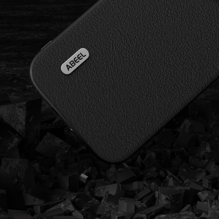 For iPhone 15 Plus ABEEL Genuine Leather Wave Black Edge Phone Case(Black) For iPhone 15 Plus ABEEL Genuine Leather Wave Black Edge Phone Case(Black)