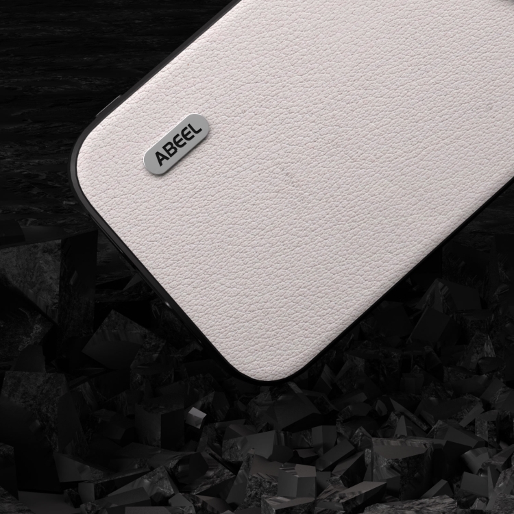 For iPhone 15 ABEEL Genuine Leather Wave Black Edge Phone Case(Grey) For iPhone 15 ABEEL Genuine Leather Wave Black Edge Phone Case(Grey)
