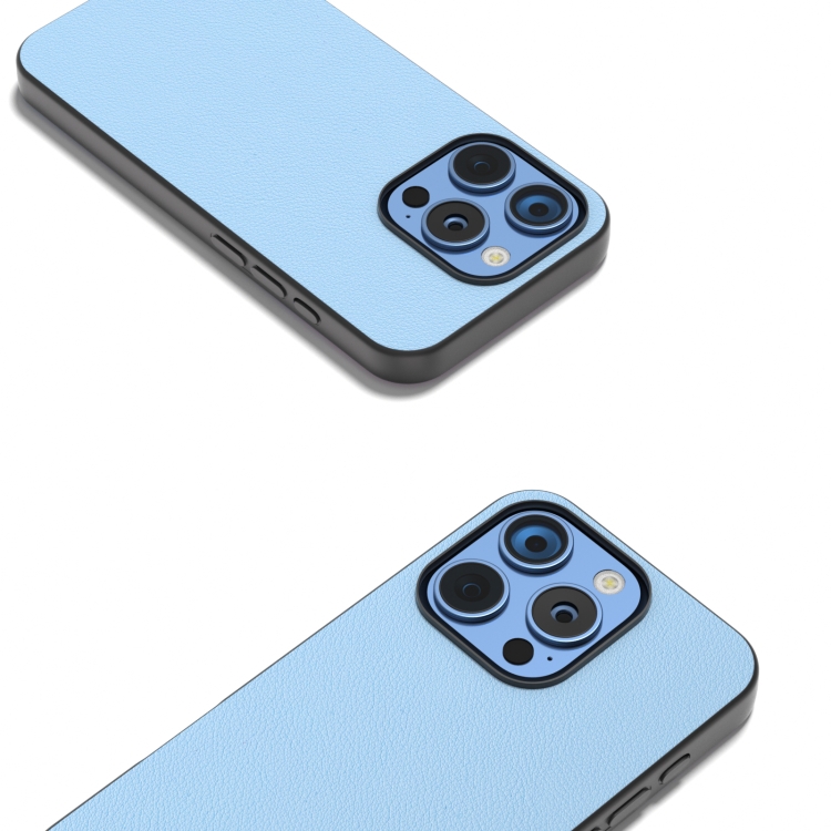 For iPhone 16 Pro ABEEL Genuine Leather Wave Black Edge Phone Case(Blue) For iPhone 16 Pro ABEEL Genuine Leather Wave Black Edge Phone Case(Blue)