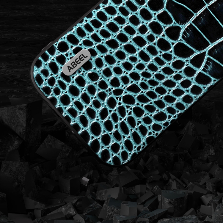 For iPhone 15 Plus ABEEL Genuine Leather Crocodile Pattern Black Edge Phone Case(Blue) For iPhone 15 Plus ABEEL Genuine Leather Crocodile Pattern Black Edge Phone Case(Blue)