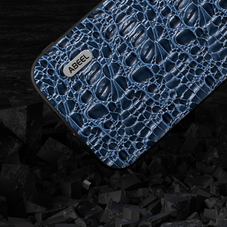 For iPhone 15 Pro ABEEL Genuine Leather Canopy Black Edge Phone Case(Blue) For iPhone 15 Pro ABEEL Genuine Leather Canopy Black Edge Phone Case(Blue)