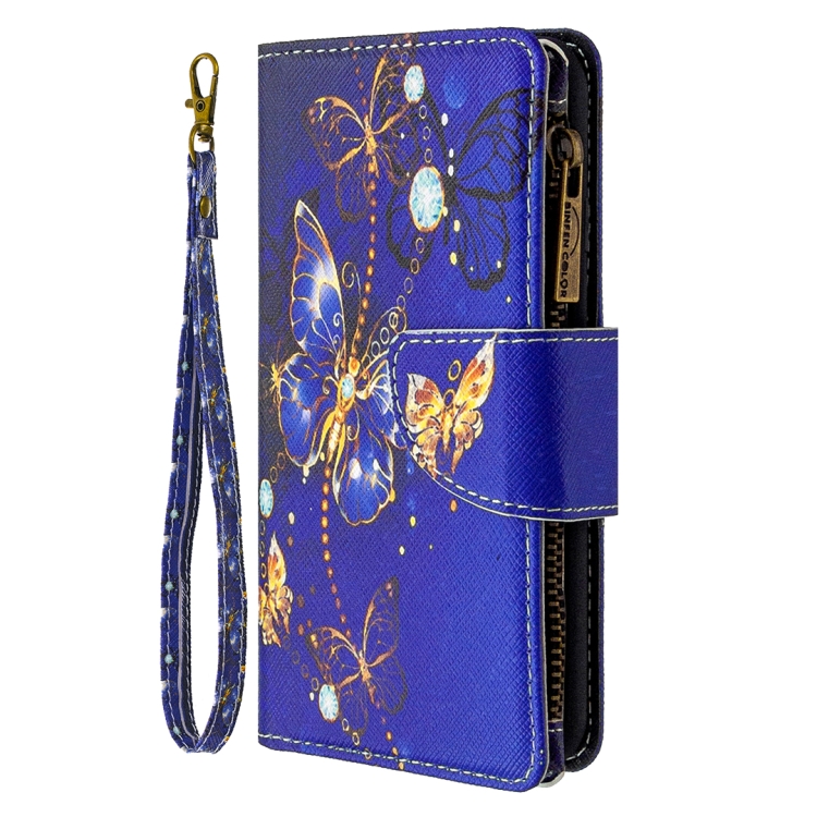 For iPhone 8 Plus & 7 Plus Colored Drawing Pattern Zipper Horizontal Flip Leather Case with Holder & Card Slots & Wallet(Purple Butterfly) - 1
