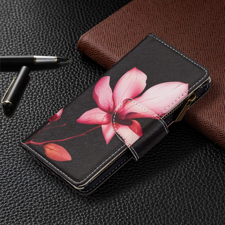For iPhone XR Colored Drawing Pattern Zipper Horizontal Flip Leather Case with Holder & Card Slots & Wallet(Lotus) - 5