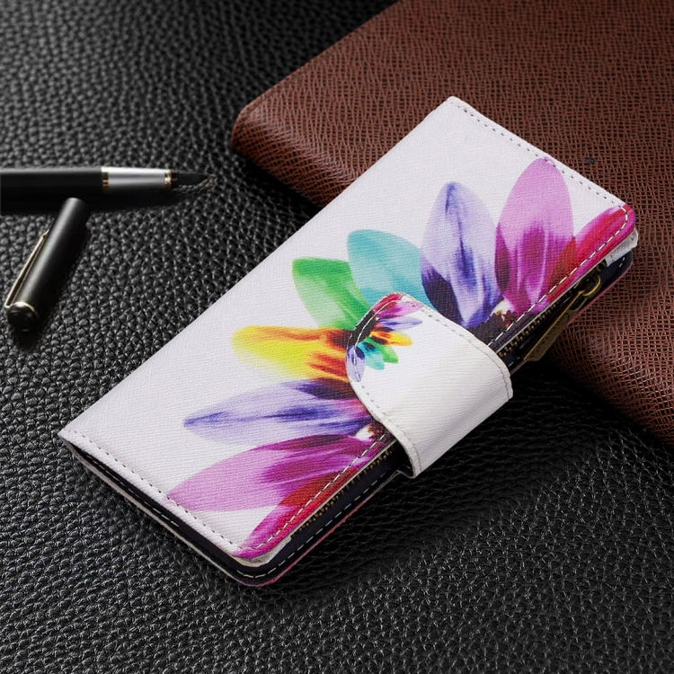 For iPhone XR Colored Drawing Pattern Zipper Horizontal Flip Leather Case with Holder & Card Slots & Wallet(Sun Flower) - 5