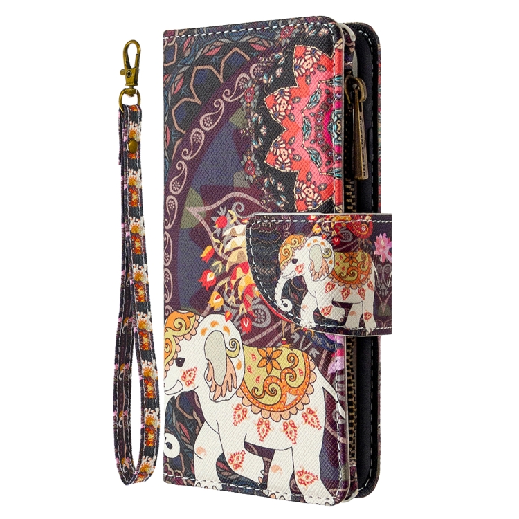 For iPhone XR Colored Drawing Pattern Zipper Horizontal Flip Leather Case with Holder & Card Slots & Wallet(Flower Elephants) - 1