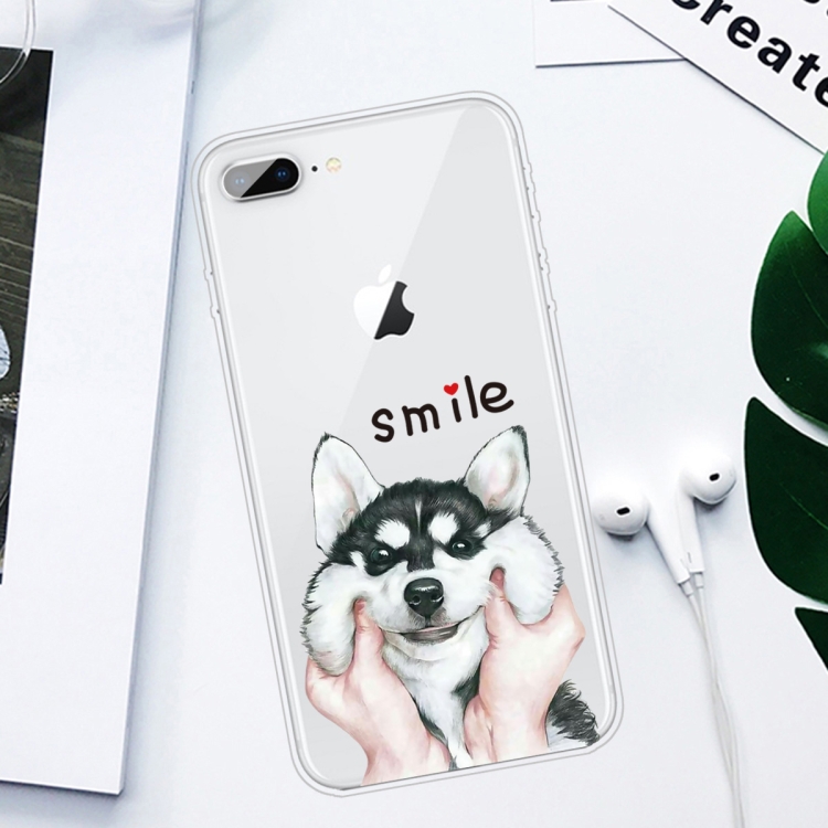 For iPhone 8 Plus / 7 Plus Coloured Drawing Pattern Highly Transparent TPU Protective Case(Pinch Dog) - 1