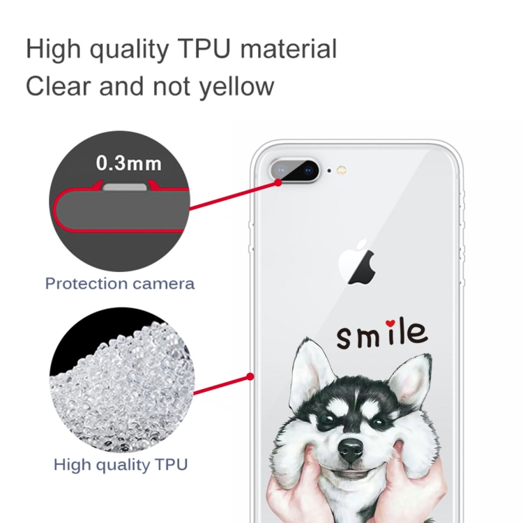 For iPhone 8 Plus / 7 Plus Coloured Drawing Pattern Highly Transparent TPU Protective Case(Pinch Dog) - 2