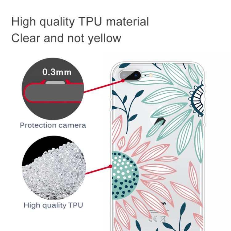 For iPhone 8 Plus / 7 Plus Coloured Drawing Pattern Highly Transparent TPU Protective Case(Flower) - 2