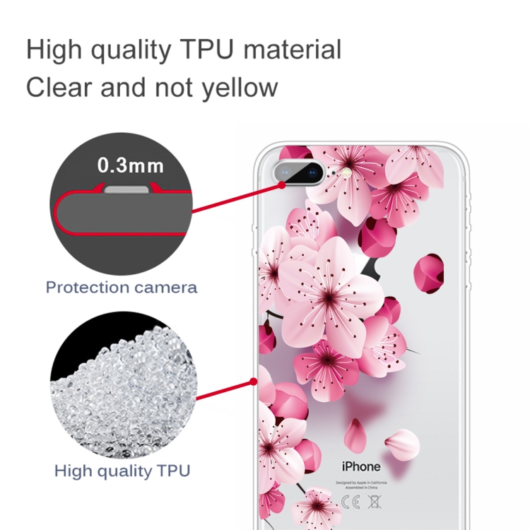 For iPhone 8 Plus / 7 Plus Coloured Drawing Pattern Highly Transparent TPU Protective Case(Cherry Blossoms) - 2