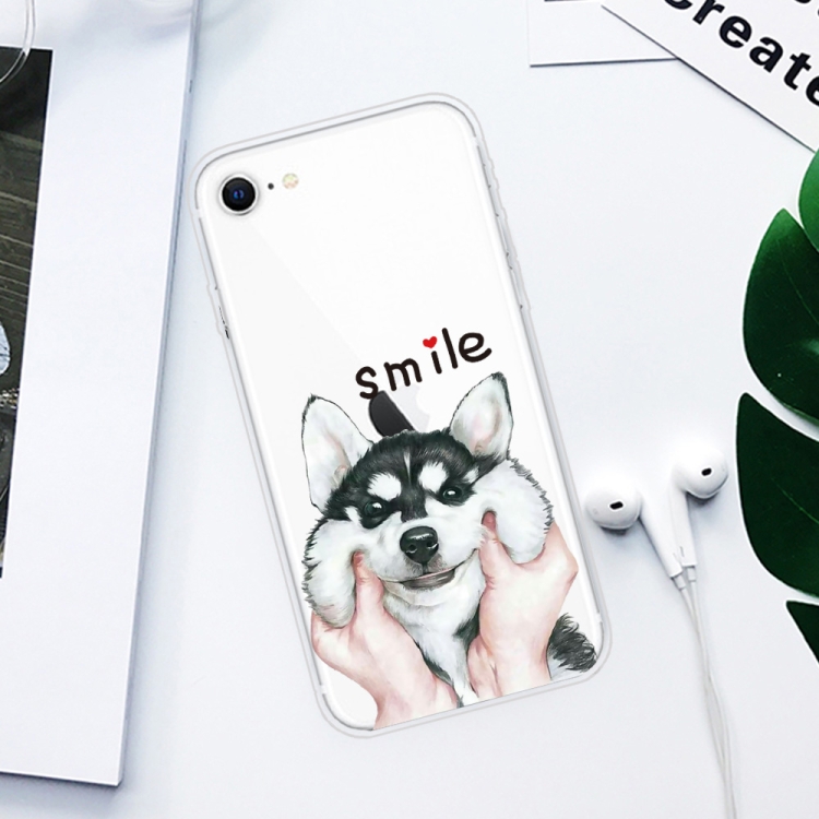 For iPhone SE 2020 / 8 / 7 Coloured Drawing Pattern Highly Transparent TPU Protective Case(Pinch Dog) - 1