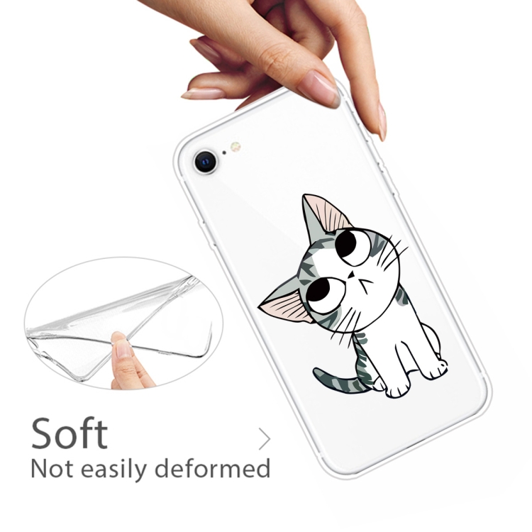 For iPhone SE 2020 / 8 / 7 Coloured Drawing Pattern Highly Transparent TPU Protective Case(Cat) - 3
