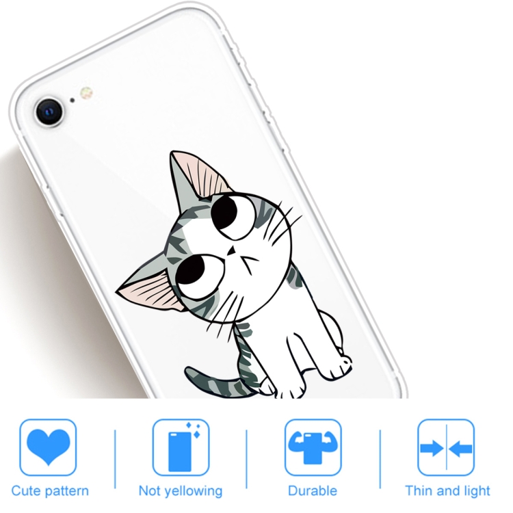 For iPhone SE 2020 / 8 / 7 Coloured Drawing Pattern Highly Transparent TPU Protective Case(Cat) - 4