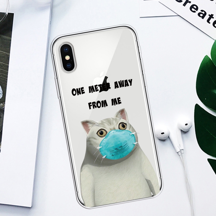 For iPhone X / XS Coloured Drawing Pattern Highly Transparent TPU Protective Case(Mask Cat) - 1