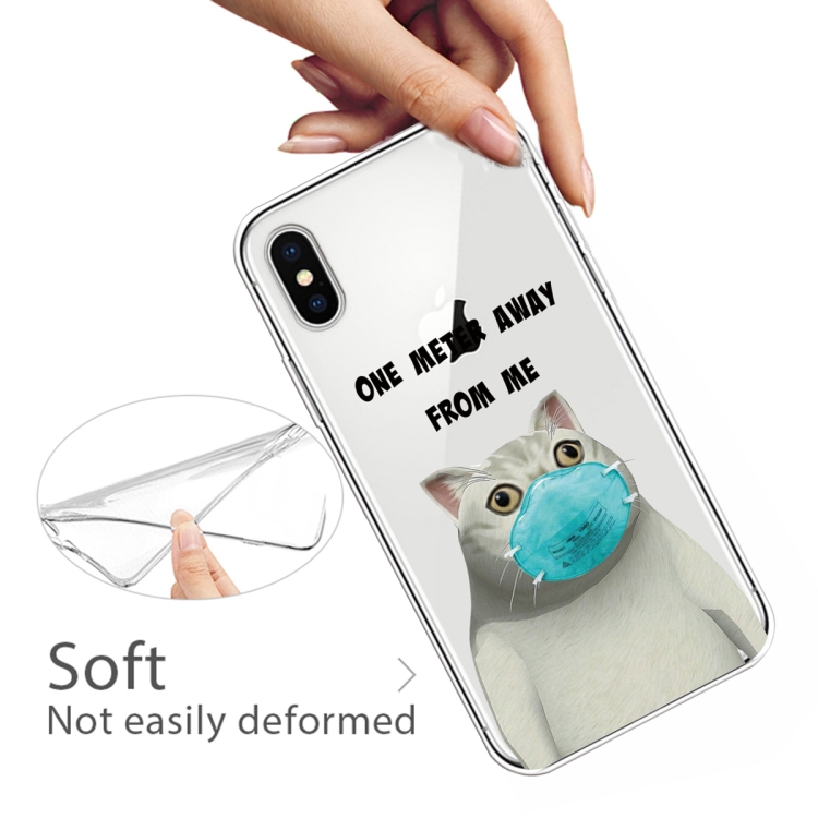 For iPhone X / XS Coloured Drawing Pattern Highly Transparent TPU Protective Case(Mask Cat) - 2