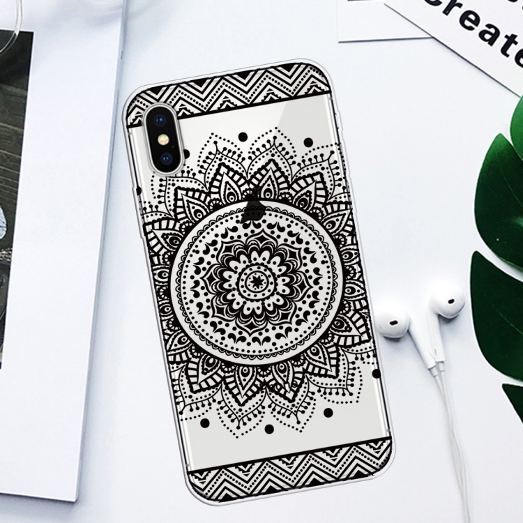 For iPhone X / XS Coloured Drawing Pattern Highly Transparent TPU Protective Case(Mandala) - 1