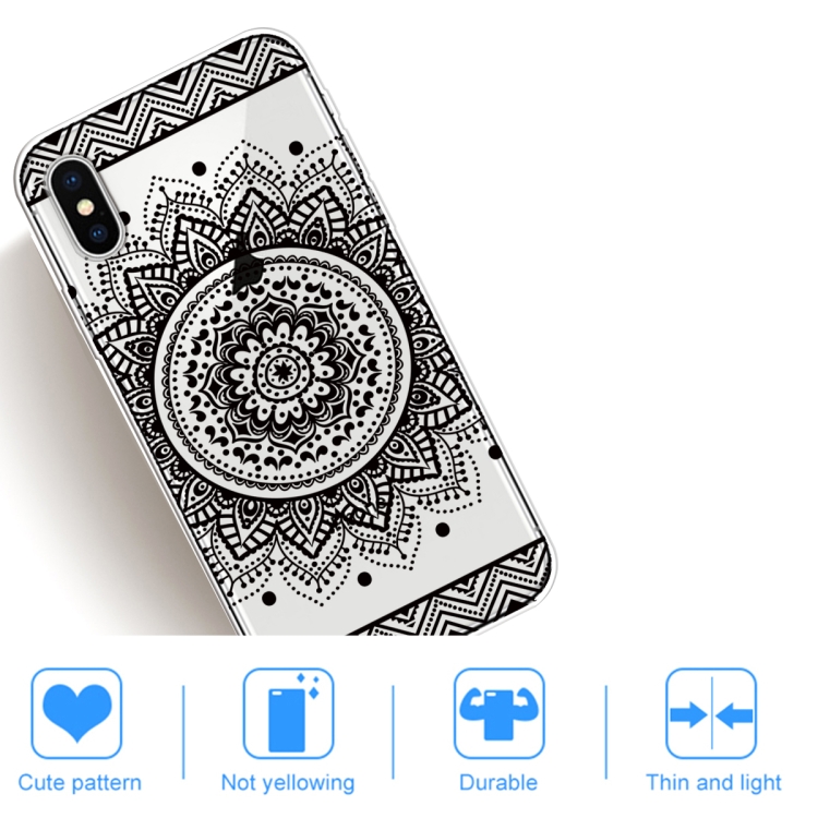 For iPhone X / XS Coloured Drawing Pattern Highly Transparent TPU Protective Case(Mandala) - 3