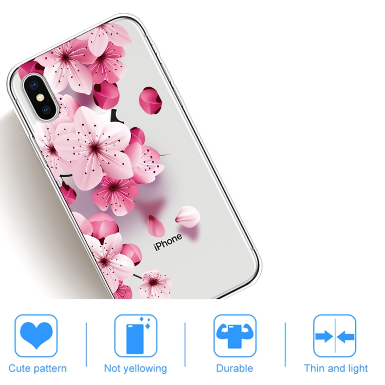 For iPhone XS Max Coloured Drawing Pattern Highly Transparent TPU Protective Case(Cherry Blossoms) - 3