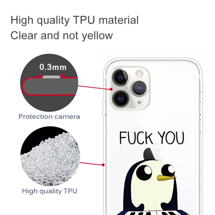 For iPhone 11 Pro Coloured Drawing Pattern Highly Transparent TPU Protective Case(Penguin) - 2