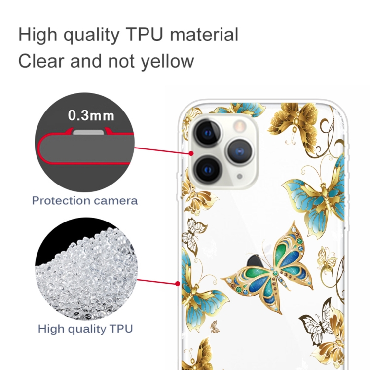 For iPhone 11 Pro Coloured Drawing Pattern Highly Transparent TPU Protective Case(Golden Butterfly) - 2