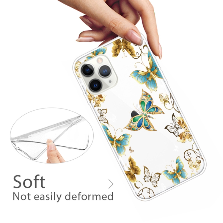 For iPhone 11 Pro Coloured Drawing Pattern Highly Transparent TPU Protective Case(Golden Butterfly) - 3