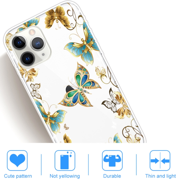 For iPhone 11 Pro Coloured Drawing Pattern Highly Transparent TPU Protective Case(Golden Butterfly) - 4