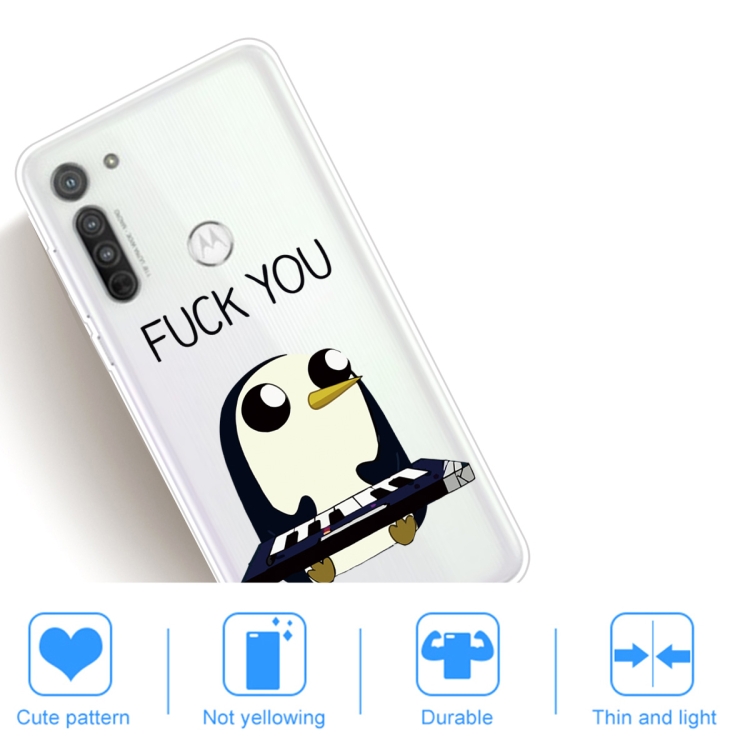 For Motorola G8 Coloured Drawing Pattern Highly Transparent TPU Protective Case(Penguin) - 4