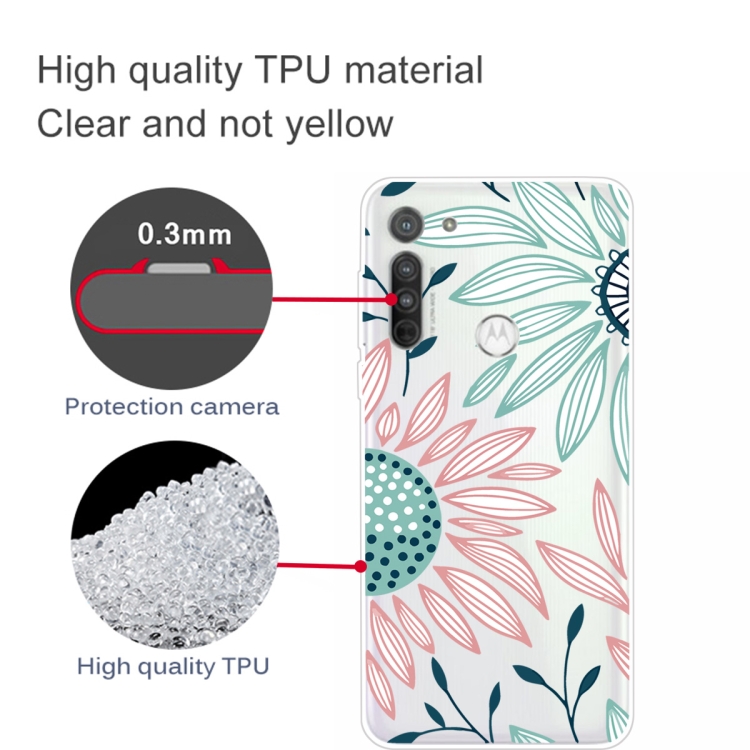 For Motorola G8 Coloured Drawing Pattern Highly Transparent TPU Protective Case(Flower) - 2