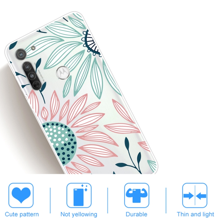 For Motorola G8 Coloured Drawing Pattern Highly Transparent TPU Protective Case(Flower) - 4