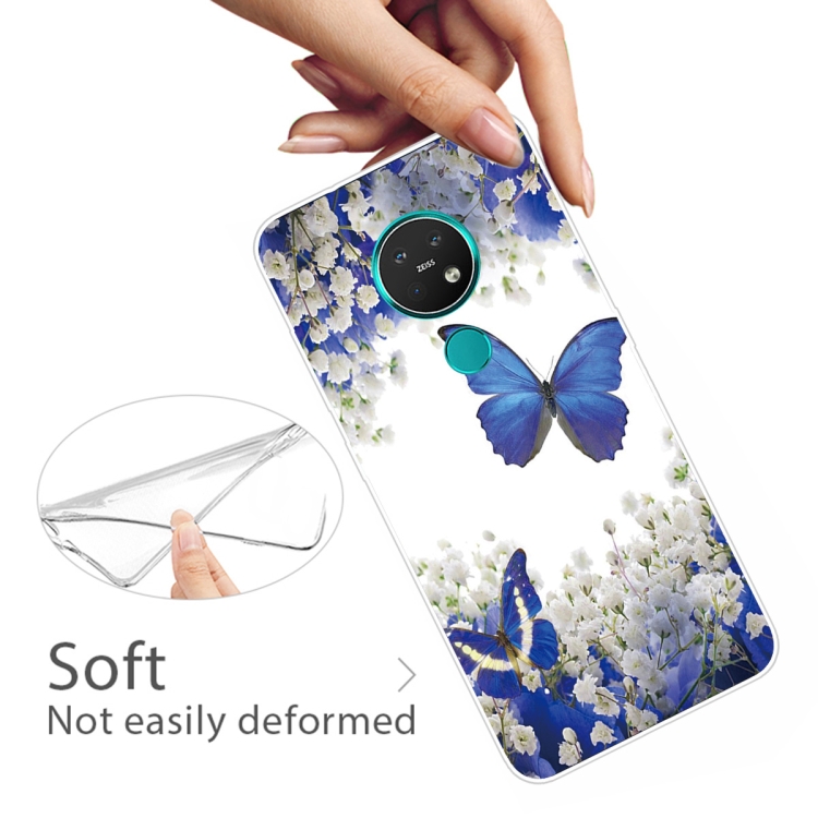 For Nokia 6.2 / 7.2 Coloured Drawing Pattern Highly Transparent TPU Protective Case(Purple Butterfly) - 3