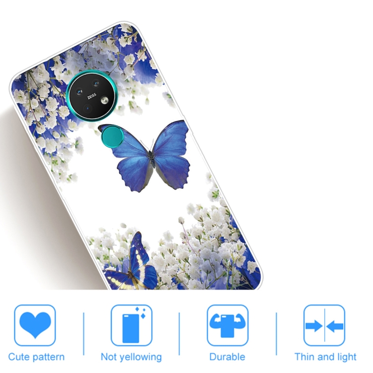 For Nokia 6.2 / 7.2 Coloured Drawing Pattern Highly Transparent TPU Protective Case(Purple Butterfly) - 4