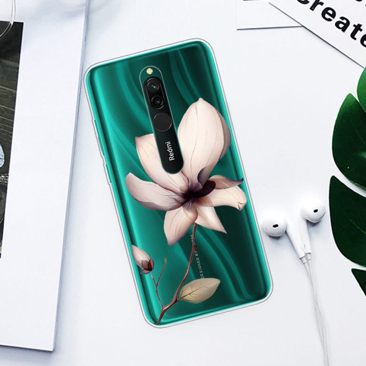 For Xiaomi Redmi 8 Coloured Drawing Pattern Highly Transparent TPU Protective Case(Lotus) - 1