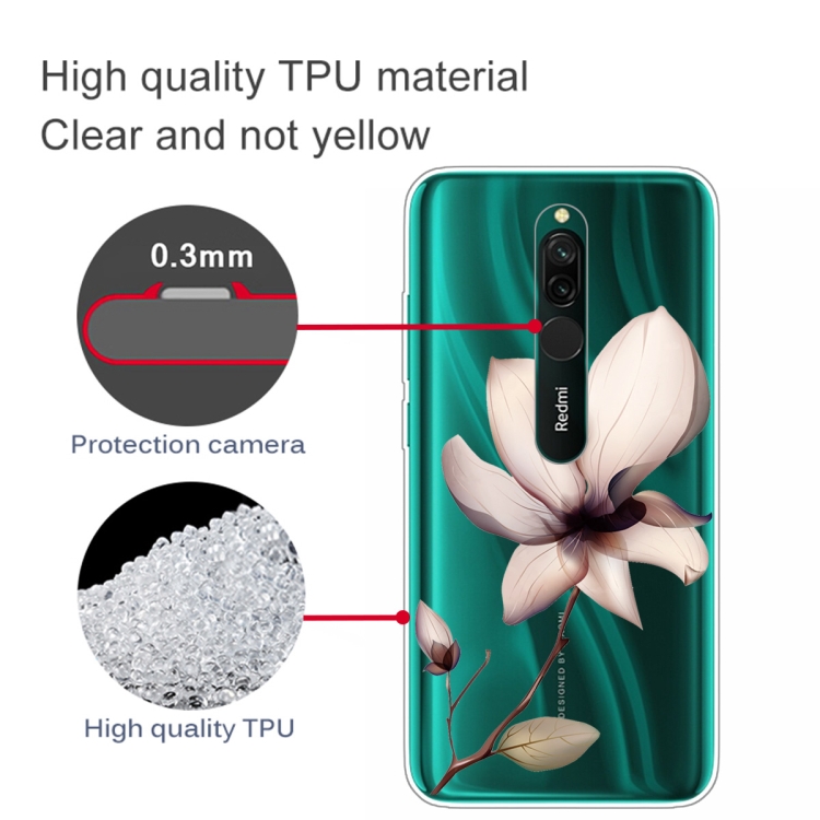 For Xiaomi Redmi 8 Coloured Drawing Pattern Highly Transparent TPU Protective Case(Lotus) - 2