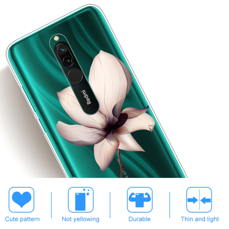 For Xiaomi Redmi 8 Coloured Drawing Pattern Highly Transparent TPU Protective Case(Lotus) - 4
