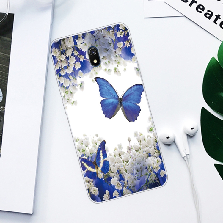 For Xiaomi Redmi 8A Coloured Drawing Pattern Highly Transparent TPU Protective Case(Purple Butterfly) - 1
