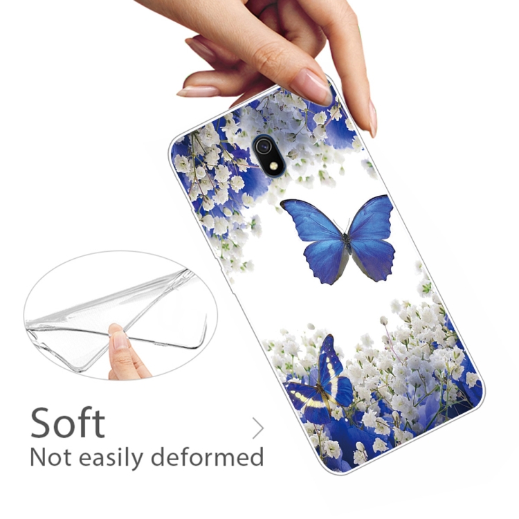 For Xiaomi Redmi 8A Coloured Drawing Pattern Highly Transparent TPU Protective Case(Purple Butterfly) - 3