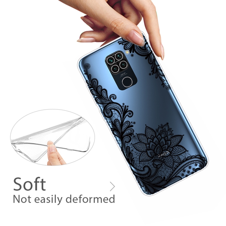 For Xiaomi Redmi 10X Coloured Drawing Pattern Highly Transparent TPU Protective Case(Black Rose) - 3