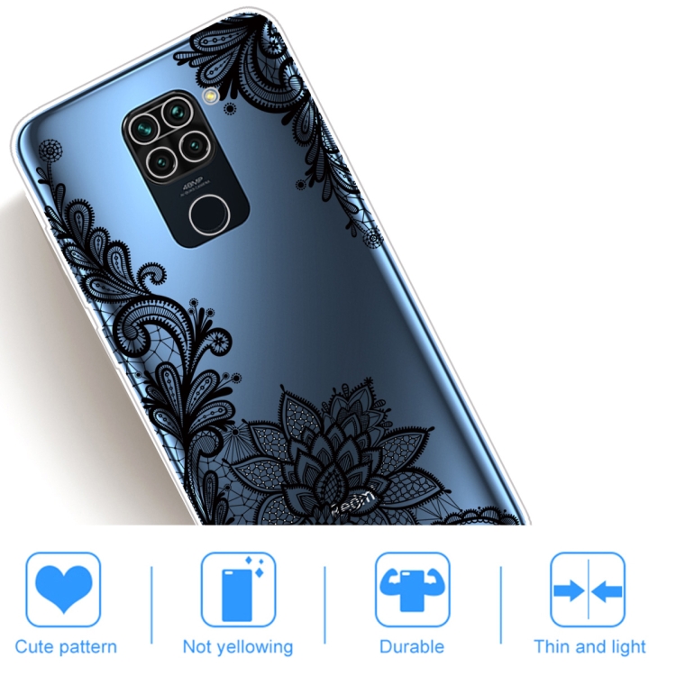 For Xiaomi Redmi 10X Coloured Drawing Pattern Highly Transparent TPU Protective Case(Black Rose) - 4