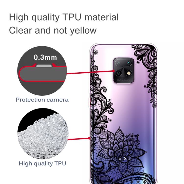 For Xiaomi Redmi 10X 5G Coloured Drawing Pattern Highly Transparent TPU Protective Case(Black Rose) - 2