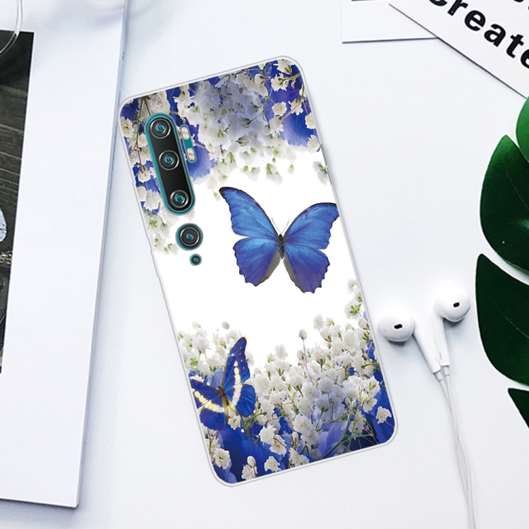 For Xiaomi Mi CC9 Pro Coloured Drawing Pattern Highly Transparent TPU Protective Case(Purple Butterfly) - 1