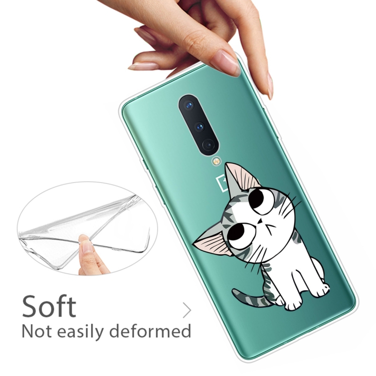 For OnePlus 8 Coloured Drawing Pattern Highly Transparent TPU Protective Case(Cat) - 3