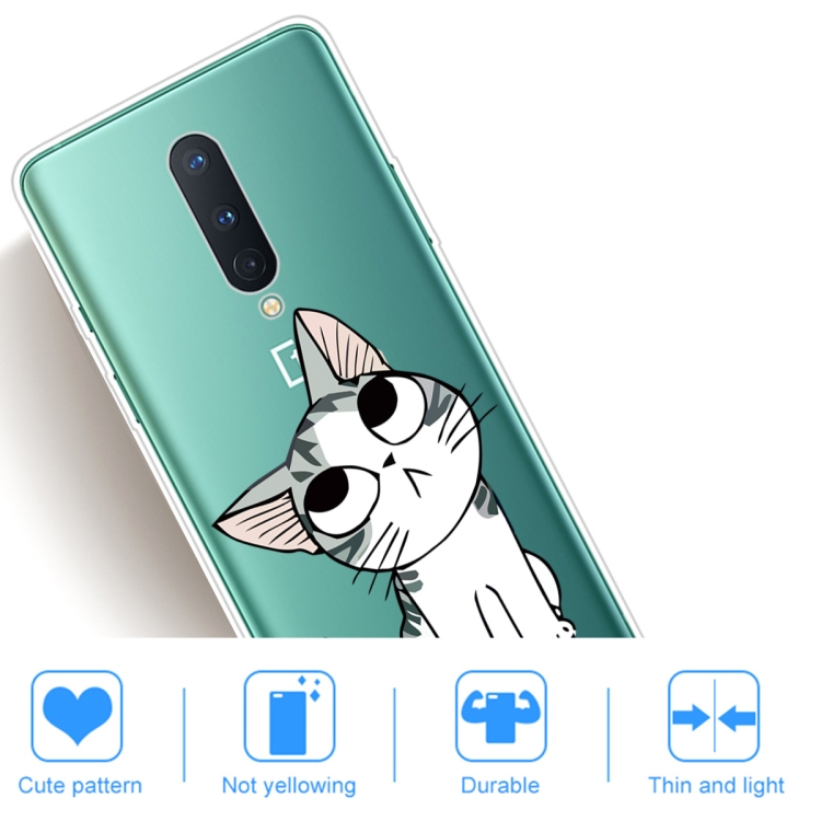For OnePlus 8 Coloured Drawing Pattern Highly Transparent TPU Protective Case(Cat) - 4