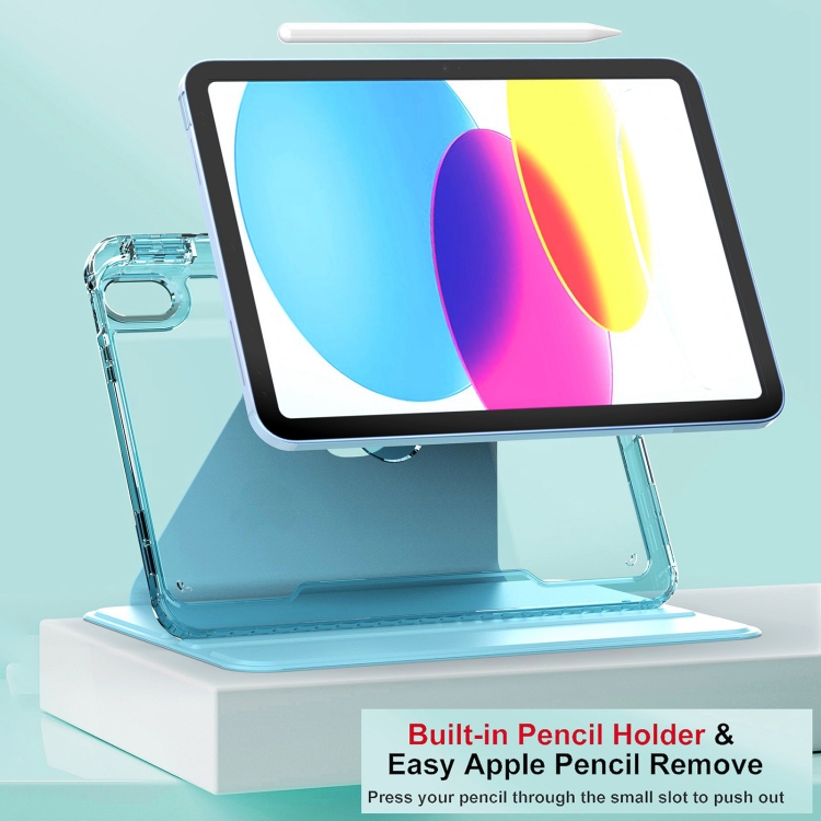 For iPad 10th Gen 10.9 2022 Clear 360 Rotation Stand Smart Leather Tablet Case(Baby Blue) For iPad 10th Gen 10.9 2022 Clear 360 Rotation Stand Smart Leather Tablet Case(Baby Blue)