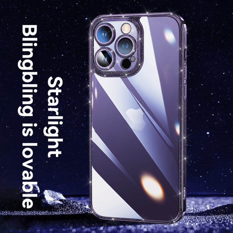 For iPhone 14 Pro Max SULADA Glittery TPU + Tempered Glass Phone Case(Purple) For iPhone 14 Pro Max SULADA Glittery TPU + Tempered Glass Phone Case(Purple)