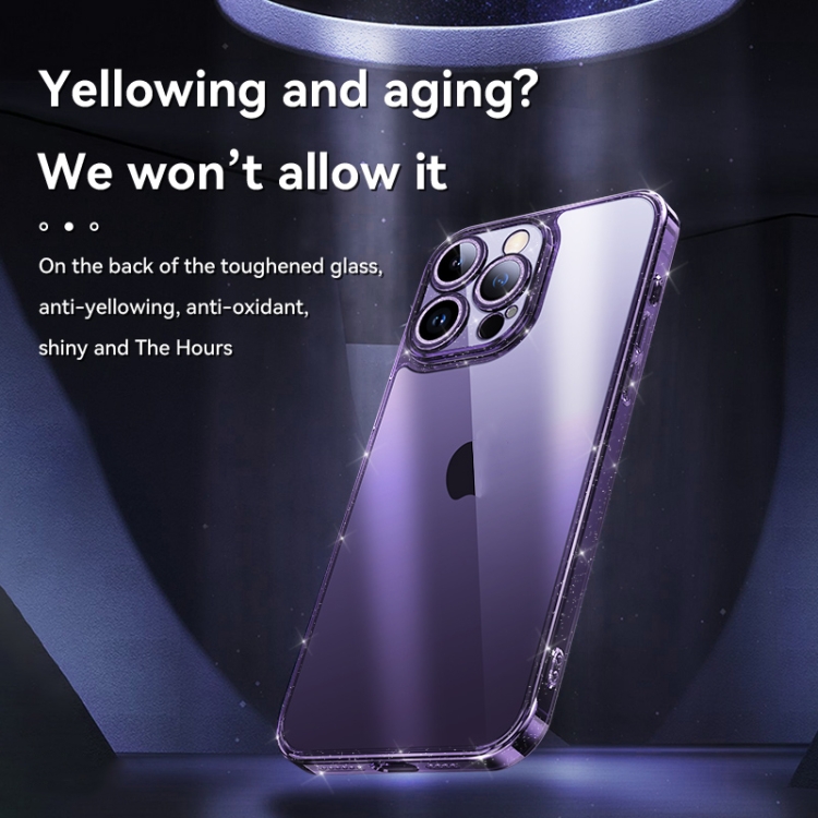 For iPhone 14 Pro Max SULADA Glittery TPU + Tempered Glass Phone Case(Purple) For iPhone 14 Pro Max SULADA Glittery TPU + Tempered Glass Phone Case(Purple)