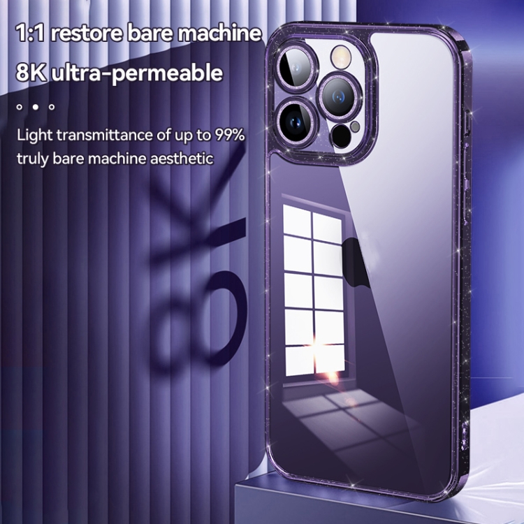 For iPhone 14 Pro Max SULADA Glittery TPU + Tempered Glass Phone Case(Purple) For iPhone 14 Pro Max SULADA Glittery TPU + Tempered Glass Phone Case(Purple)
