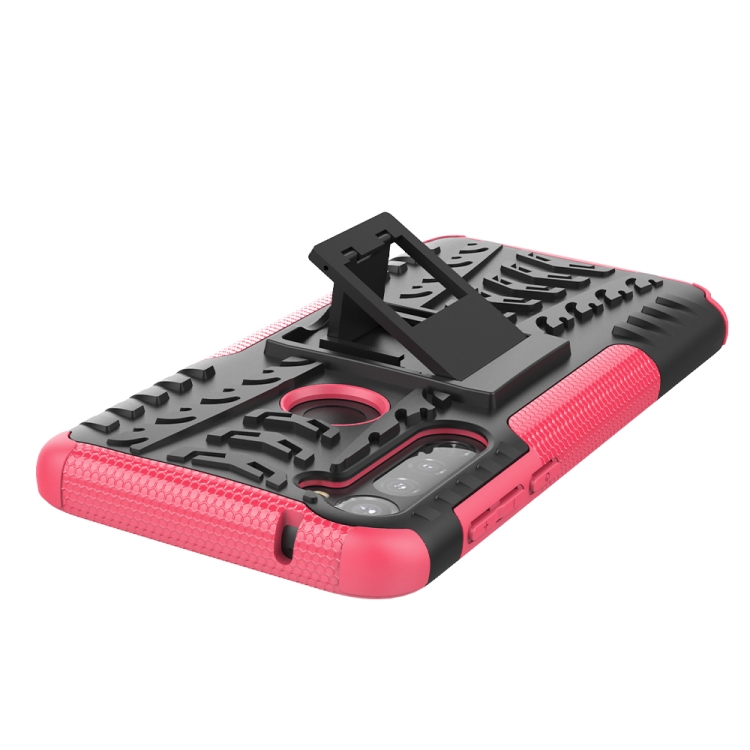 For Motorola Moto G Stylus Tire Texture Shockproof TPU+PC Protective Case with Holder(Pink) - 6