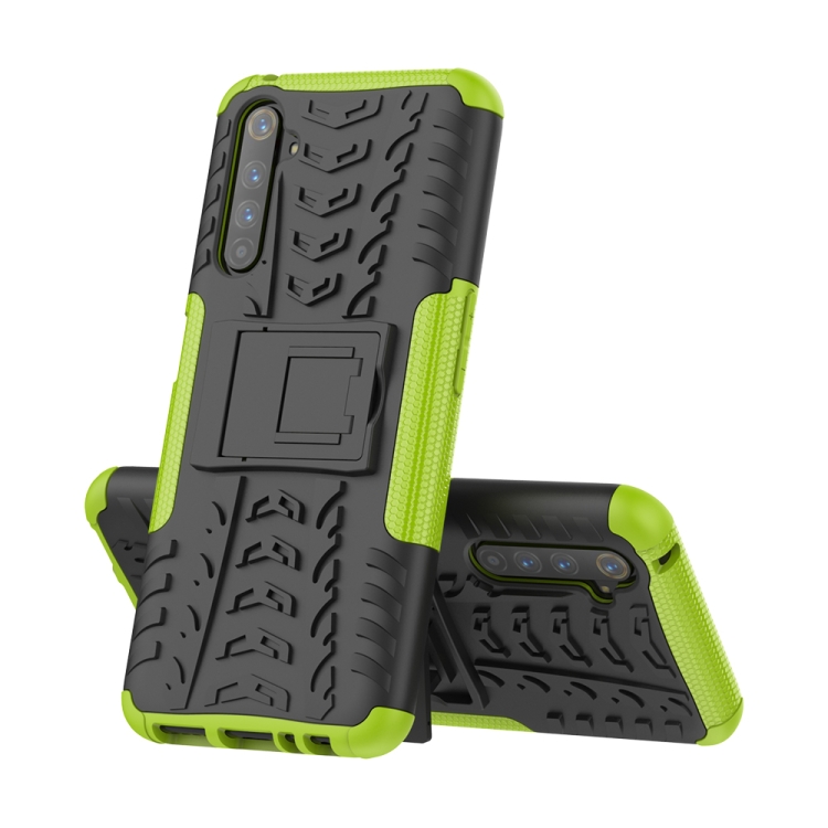 For OPPO Realme 6 Pro Tire Texture Shockproof TPU+PC Protective Case with Holder(Green) - 3