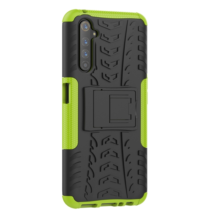 For OPPO Realme 6 Pro Tire Texture Shockproof TPU+PC Protective Case with Holder(Green) - 4