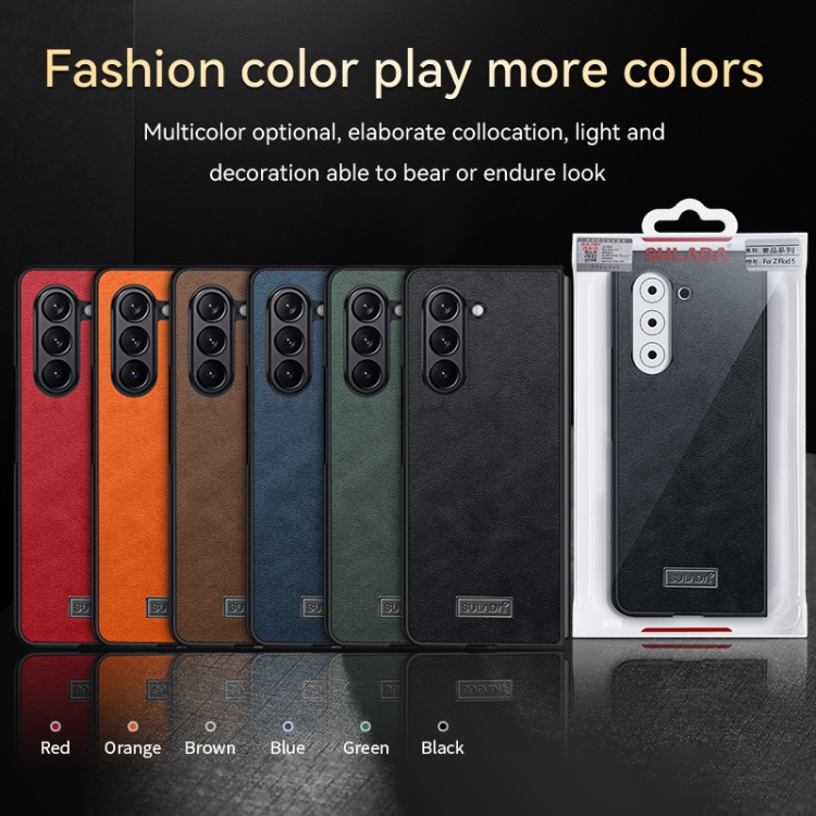 For Samsung Galaxy Z Fold6 SULADA Shockproof TPU + Handmade Leather Phone Case(Black) For Samsung Galaxy Z Fold6 SULADA Shockproof TPU + Handmade Leather Phone Case(Black)
